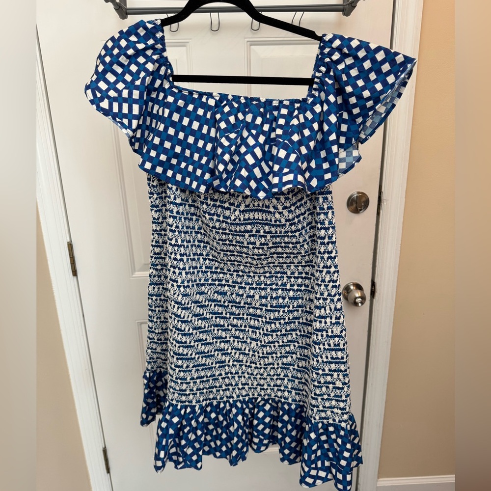 Anthropologie COREY LYNN CALTER OFF-THE-SHOULDER SMOCKED MINI DRESS